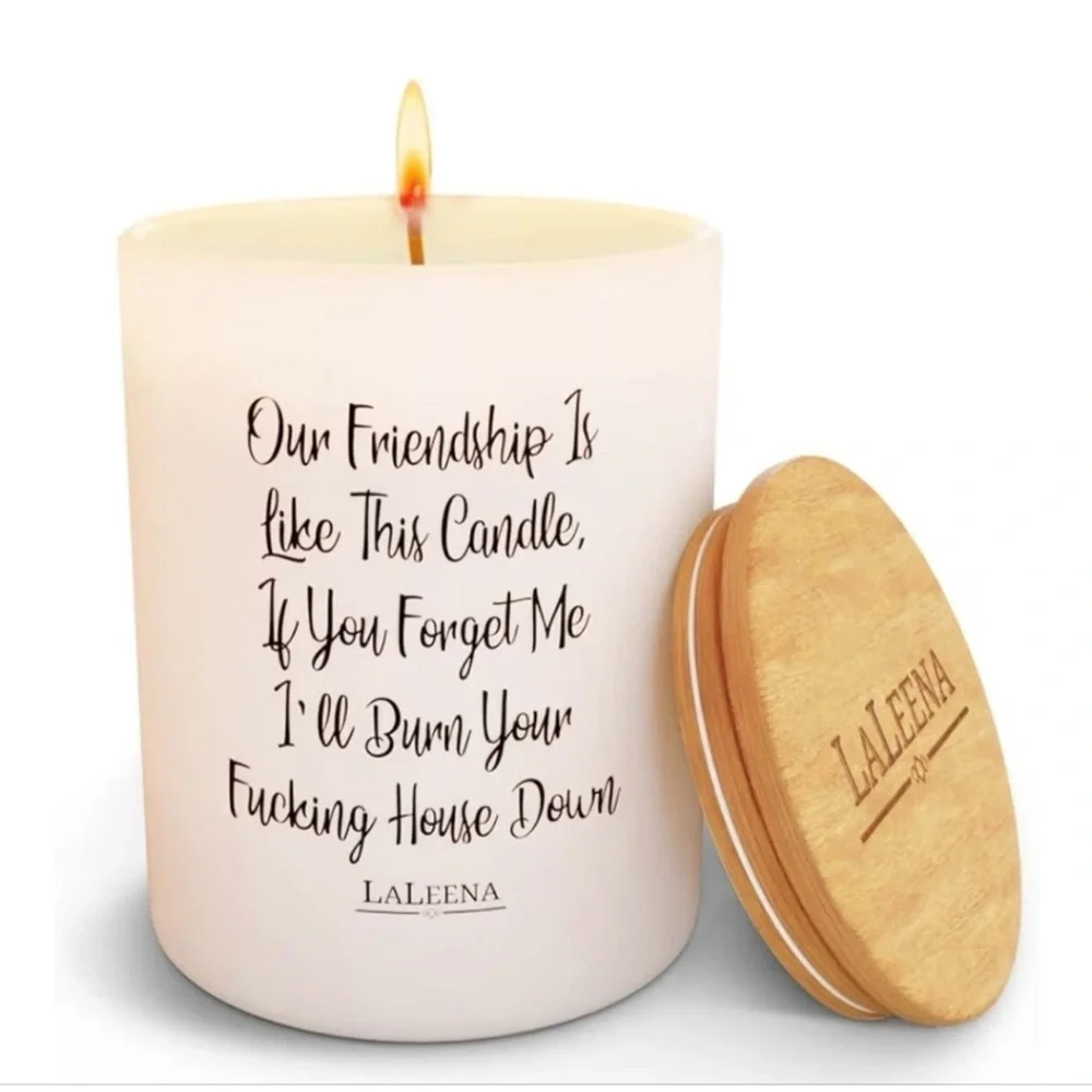LaLeena Soy Lavender Scent Candle with Wooden Lid and Funny Saying
